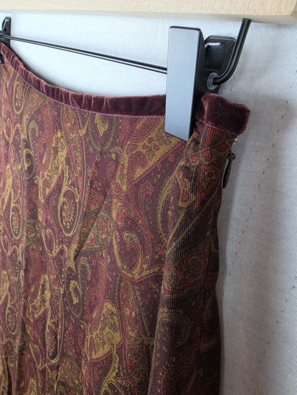LAUREN Ralph Lauren Midi Skirt Wool Rayon A-line Paisley Print Boho Y2K size 4 - Picture 7 of 9